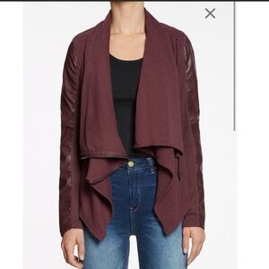 BLANKNYC Faux‎ Leather Burgundy Asymmetrical Jacket XS